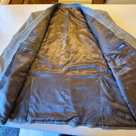 VTG Ralph Ralph Lauren Classic Sport Mens Sz 52R Brown Plaid Wool Blend Blazer - Picture 12 of 16